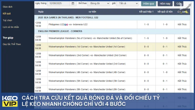 Kết quả bóng đá 3 Cách tra cứu kết quả bóng đá và đối chiếu tỷ lệ kèo nhanh chóng chỉ với 4 bước