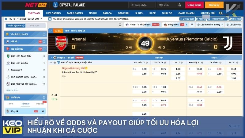 Hiểu rõ về Odds và Payout giúp tối ưu hóa lợi nhuận khi cá cược.