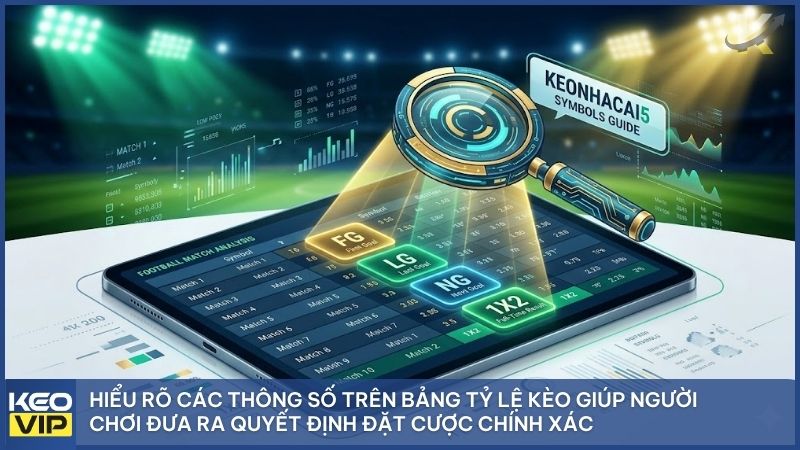 Bảng giải mã các ký hiệu FG, LG, NG phổ biến trên giao diện soi tỷ lệ bóng đá tại Keonhacai5