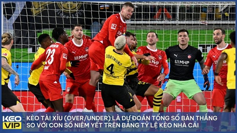 Kèo Tài Xỉu (Over/Under) là dự đoán tổng số bàn thắng thực tế so với con số niêm yết trên bảng tỷ lệ kèo nhà cái