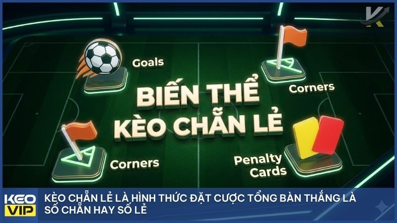 Kèo chẵn lẻ là dự đoán tổng số bàn thắng, phạt góc hoặc thẻ phạt là số chẵn hoặc lẻ